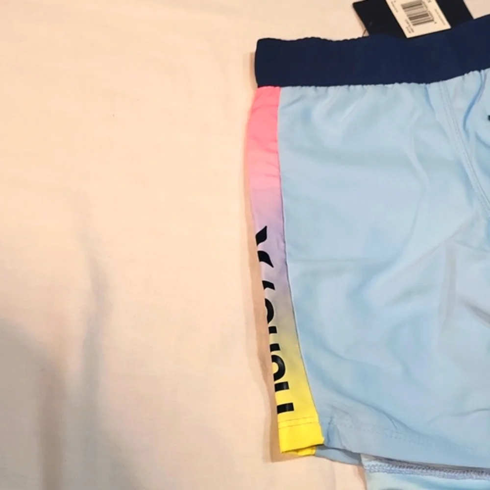 Hurley Boys Neon Tye Dye Swim Board Shorts Blue Dream Sizes 4 & 6 Beach Nautical